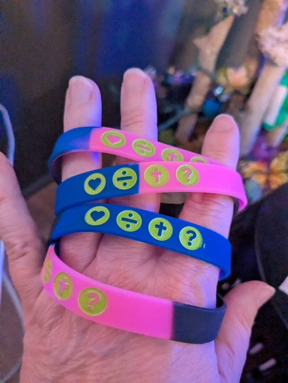 Silicone Puzzle Symbol Wristbands - Pink & Blue
